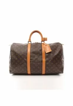 Pre-loved LOUIS VUITTON Keepall50 Classic Monogram Duffle Bag PVC Genuine Leather Brown