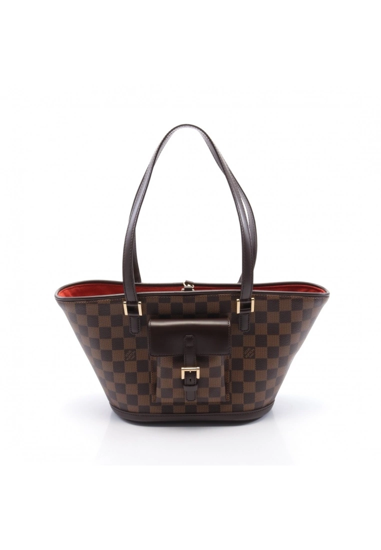 Pre-loved LOUIS VUITTON Manosque PM Black checkerboard grid Shoulder Bag Tote Bag PVC Genuine Leather Brown 3 Pre-loved LOUIS VUITTON Manosque PM Black checkerboard grid Shoulder Bag Tote Bag PVC Genuine Leather Brown