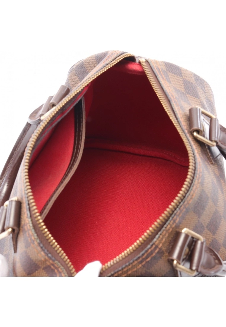 Pre-loved LOUIS VUITTON Speedy25 Black checkerboard grid Handbag PVC Genuine Leather Brown 5 Pre-loved LOUIS VUITTON Speedy25 Black checkerboard grid Handbag PVC Genuine Leather Brown - Image 3