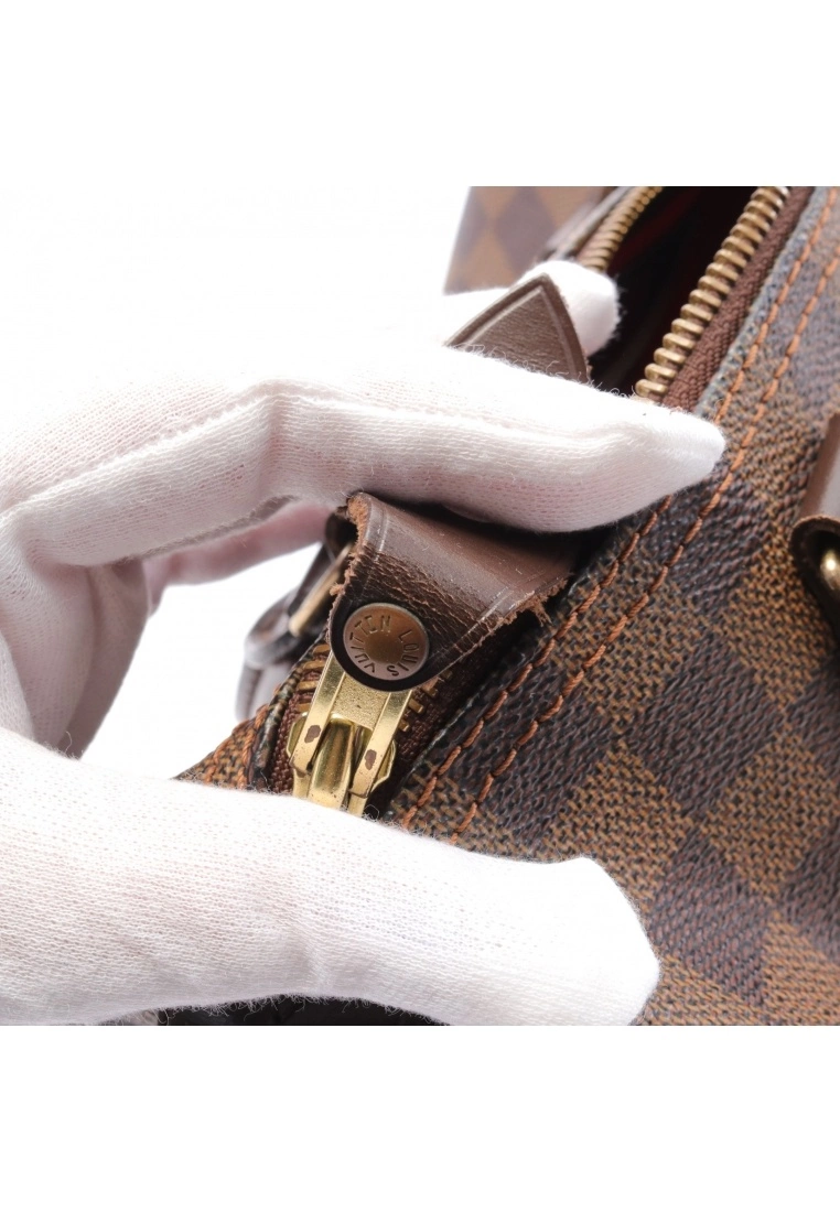 Pre-loved LOUIS VUITTON Speedy25 Black checkerboard grid Handbag PVC Genuine Leather Brown 7 Pre-loved LOUIS VUITTON Speedy25 Black checkerboard grid Handbag PVC Genuine Leather Brown - Image 5