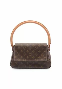Pre-loved LOUIS VUITTON Mini Looping Classic Monogram Handbag PVC Genuine Leather Brown