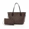Pre-loved LOUIS VUITTON Neverfull PM Black checkerboard grid Handbag Tote Bag PVC Genuine Leather Brown