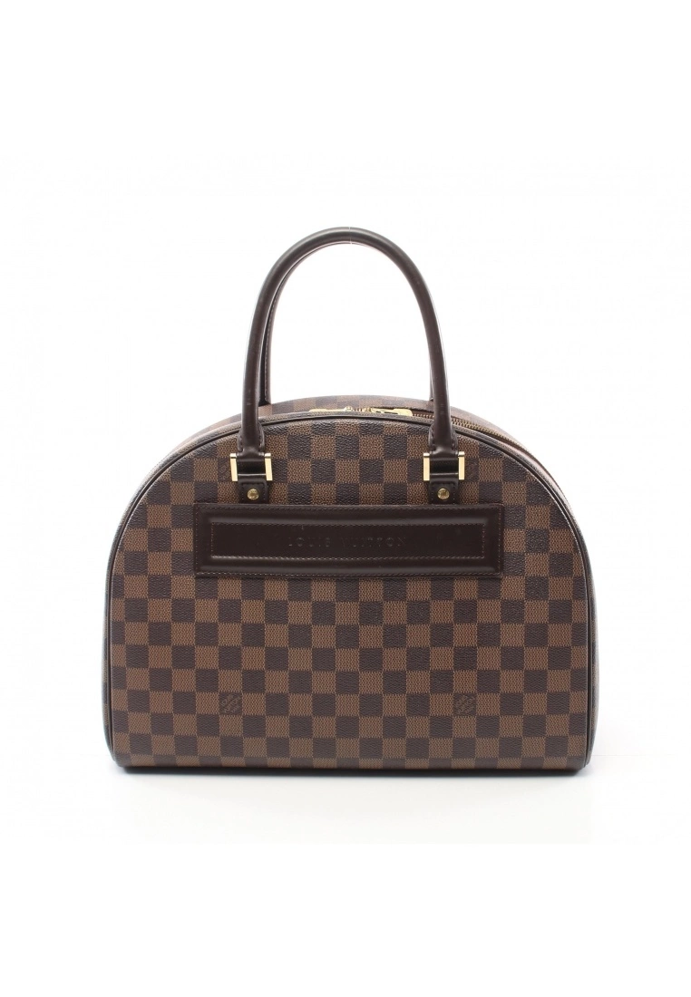 Pre-loved LOUIS VUITTON Nolita Black checkerboard grid Handbag PVC Genuine Leather Brown 3 Pre-loved LOUIS VUITTON Nolita Black checkerboard grid Handbag PVC Genuine Leather Brown