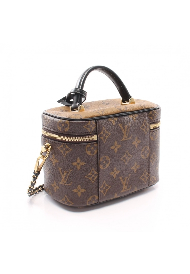 Pre-loved LOUIS VUITTON Vanity NV PM Classic Monogram Reverse Handbag Toiletry Bag PVC Genuine Leather Brown Black 2 Way Style 4 Pre-loved LOUIS VUITTON Vanity NV PM Classic Monogram Reverse Handbag Toiletry Bag PVC Genuine Leather Brown Black 2 Way Style - Image 2
