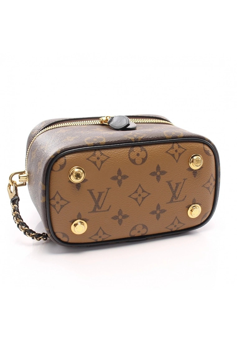 Pre-loved LOUIS VUITTON Vanity NV PM Classic Monogram Reverse Handbag Toiletry Bag PVC Genuine Leather Brown Black 2 Way Style 10 Pre-loved LOUIS VUITTON Vanity NV PM Classic Monogram Reverse Handbag Toiletry Bag PVC Genuine Leather Brown Black 2 Way Style - Image 8