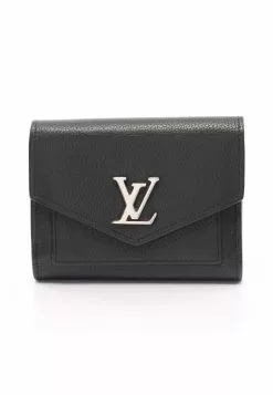 Pre-loved LOUIS VUITTON Portefeuille MY lockme Mini tri-fold Genuine Leather Wallet Black