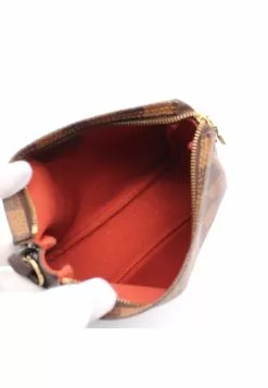 Pre-loved LOUIS VUITTON Trousse Make Up Black checkerboard grid Handbag PVC Genuine Leather Brown -Louis Vuitton Shop louis vuitton 9388 7023836 3