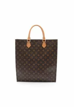 Pre-loved LOUIS VUITTON Sac plat Classic Monogram Handbag Tote Bag PVC Genuine Leather Brown