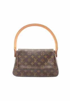 Pre-loved LOUIS VUITTON Mini Looping Classic Monogram Handbag PVC Genuine Leather Brown