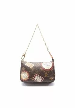 Pre-loved LOUIS VUITTON Mini Pochette Accessoires Classic Monogram Label Series Chain Handbag PVC Brown multi