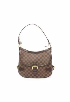 Pre-loved LOUIS VUITTON Highbury Black checkerboard grid Shoulder Bag PVC Genuine Leather Brown