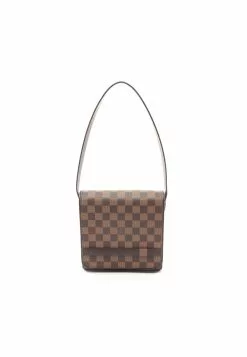 Pre-loved LOUIS VUITTON Tribeca Mini Black checkerboard grid Shoulder Bag PVC Genuine Leather Brown
