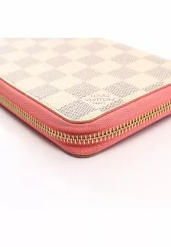 Pre-loved LOUIS VUITTON white checkered Rounded corner zipper long Wallet PVC white Pink -Louis Vuitton Shop louis vuitton 9577 5808836 3
