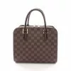 Pre-loved LOUIS VUITTON Triana Black checkerboard grid Handbag PVC Genuine Leather Brown