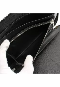 Pre-loved LOUIS VUITTON Atoll Fine grain dark grey Rounded corner zipper long Genuine Leather Wallet Black -Louis Vuitton Shop louis vuitton 9591 8218836 6