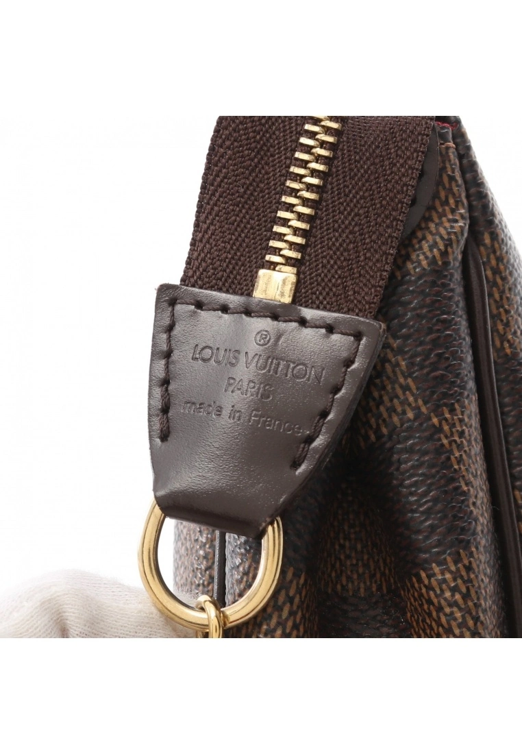 Pre-loved LOUIS VUITTON EVA Black checkerboard grid Chain Handbag PVC Genuine Leather Brown 2 Way Style 6 Pre-loved LOUIS VUITTON EVA Black checkerboard grid Chain Handbag PVC Genuine Leather Brown 2 Way Style - Image 4