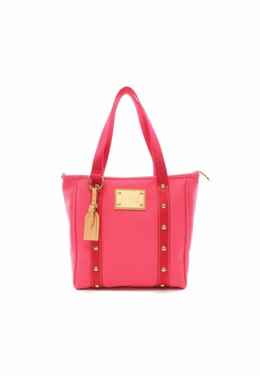 Pre-loved LOUIS VUITTON Cabas MM Antigua Shoulder Bag Canvas Tote Bag Genuine Leather Pink Red -Louis Vuitton Shop louis vuitton 9597 2318836 1