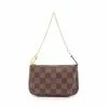 Pre-loved LOUIS VUITTON Mini Pochette Accessoires Black checkerboard grid Chain Handbag PVC Genuine Leather Brown -Louis Vuitton Shop louis vuitton 9598 1428836 1