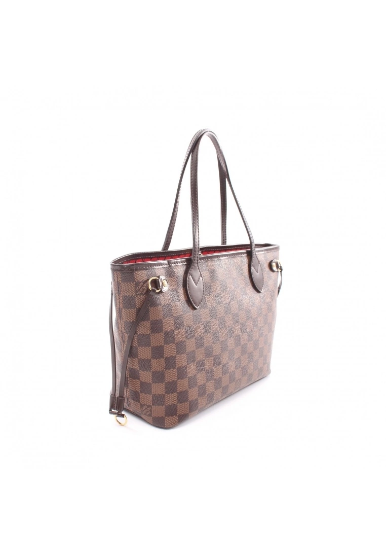 Pre-loved LOUIS VUITTON Neverfull PM Black checkerboard grid Handbag Tote Bag PVC Genuine Leather Brown 4 Pre-loved LOUIS VUITTON Neverfull PM Black checkerboard grid Handbag Tote Bag PVC Genuine Leather Brown - Image 2