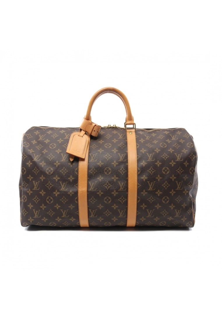 Pre-loved LOUIS VUITTON Keepall50 Classic Monogram Duffle Bag PVC Genuine Leather Brown 3 Pre-loved LOUIS VUITTON Keepall50 Classic Monogram Duffle Bag PVC Genuine Leather Brown