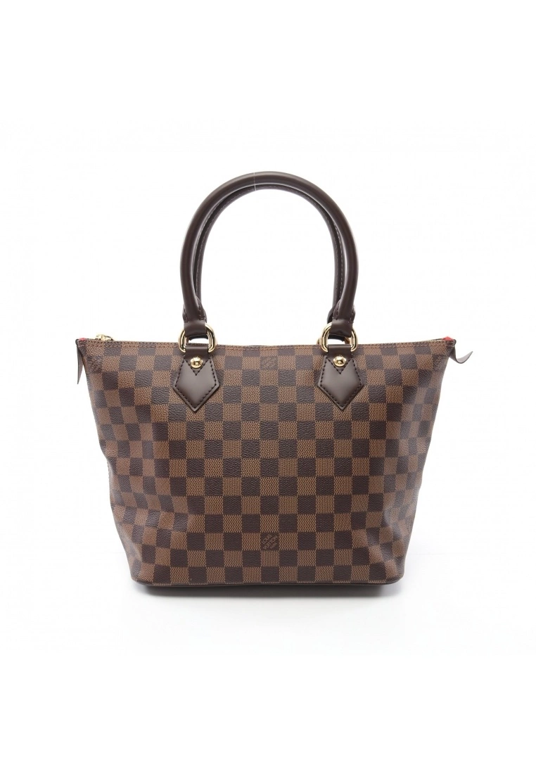 Pre-loved LOUIS VUITTON Saleya PM Black checkerboard grid Handbag Tote Bag PVC Genuine Leather Brown 3 Pre-loved LOUIS VUITTON Saleya PM Black checkerboard grid Handbag Tote Bag PVC Genuine Leather Brown