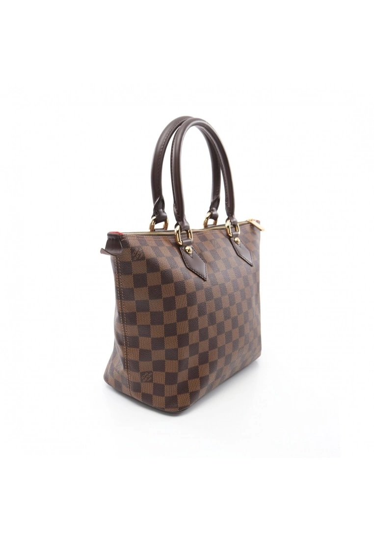 Pre-loved LOUIS VUITTON Saleya PM Black checkerboard grid Handbag Tote Bag PVC Genuine Leather Brown 4 Pre-loved LOUIS VUITTON Saleya PM Black checkerboard grid Handbag Tote Bag PVC Genuine Leather Brown - Image 2