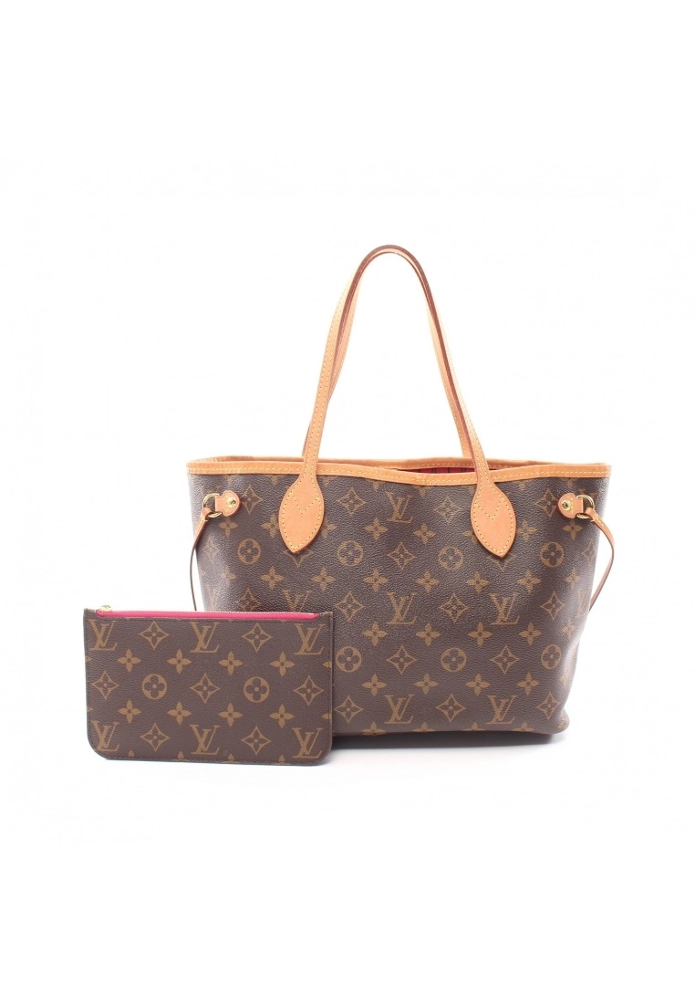 Pre-loved LOUIS VUITTON Neverfull PM Classic Monogram Pivot peony red Handbag Tote Bag PVC Genuine Leather Brown 3 Pre-loved LOUIS VUITTON Neverfull PM Classic Monogram Pivot peony red Handbag Tote Bag PVC Genuine Leather Brown