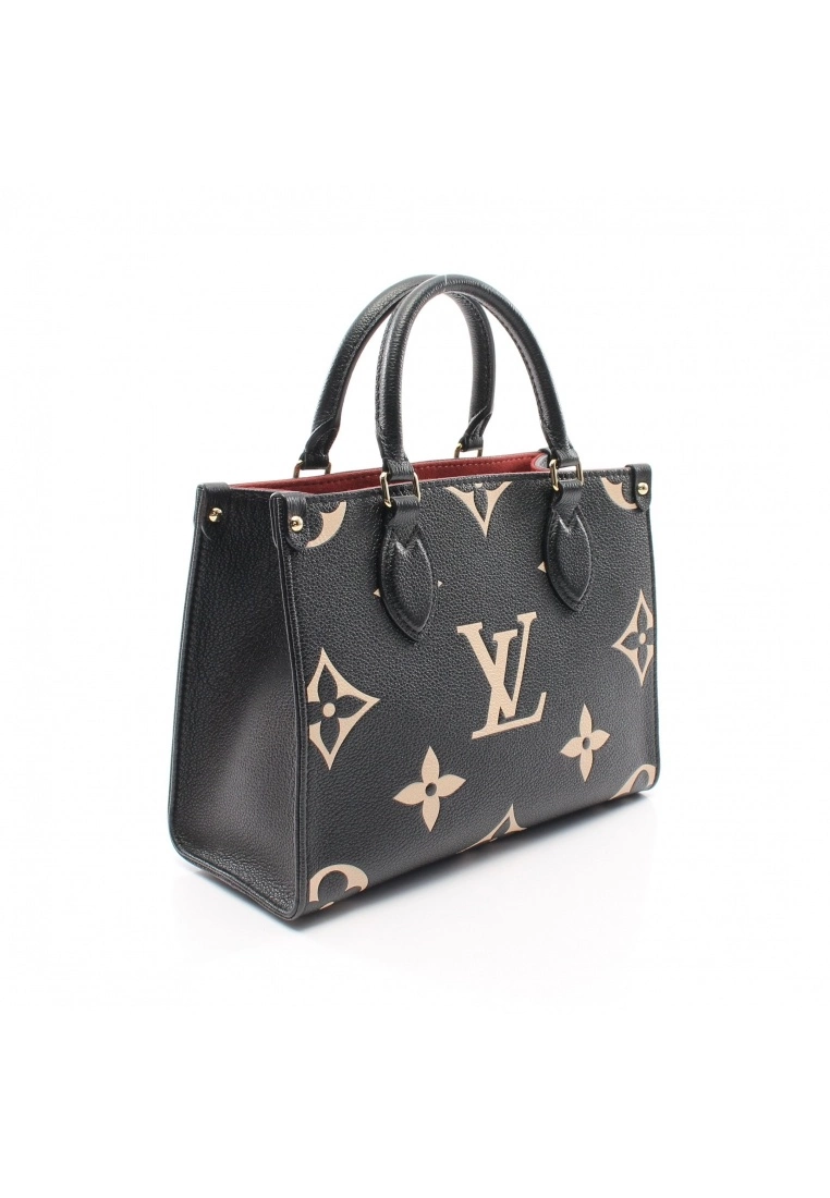 Pre-loved LOUIS VUITTON OnTheGo PM 2 Colored Classic Monogram empreinte embossed Genuine Leather Handbag Black Beige 2 Way Style 4 Pre-loved LOUIS VUITTON OnTheGo PM 2 Colored Classic Monogram empreinte embossed Genuine Leather Handbag Black Beige 2 Way Style - Image 2