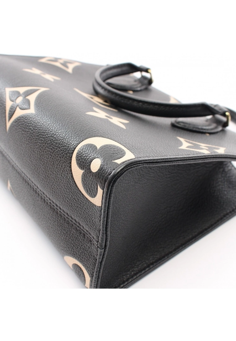 Pre-loved LOUIS VUITTON OnTheGo PM 2 Colored Classic Monogram empreinte embossed Genuine Leather Handbag Black Beige 2 Way Style 9 Pre-loved LOUIS VUITTON OnTheGo PM 2 Colored Classic Monogram empreinte embossed Genuine Leather Handbag Black Beige 2 Way Style - Image 7