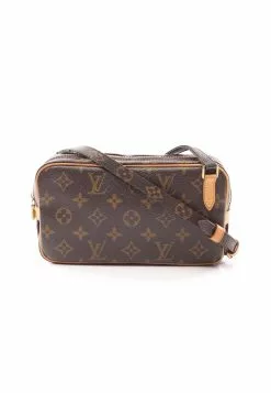 Pre-loved LOUIS VUITTON marly Bandouliere Horizontal Classic Monogram Shoulder Bag PVC Genuine Leather Brown