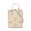 Pre-loved LOUIS VUITTON PETIT Sac plat Classic Monogram empreinte embossed Genuine Leather Handbag Beige multi 2 Way Style -Louis Vuitton Shop louis vuitton 9624 4818836 1