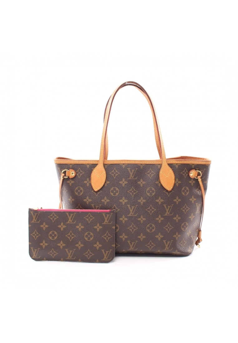 Pre-loved LOUIS VUITTON Neverfull PM Classic Monogram Pivot peony red Handbag Tote Bag PVC Genuine Leather Brown 3 Pre-loved LOUIS VUITTON Neverfull PM Classic Monogram Pivot peony red Handbag Tote Bag PVC Genuine Leather Brown