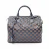 Pre-loved LOUIS VUITTON Speedy30 Checkered Handbag PVC Genuine Leather Sequined Brown Navy