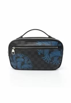 Pre-loved LOUIS VUITTON Ambler Ink and black checkerboard grid Christopher Nemeth handcarry bag belt bag PVC Genuine Leather Black Blue