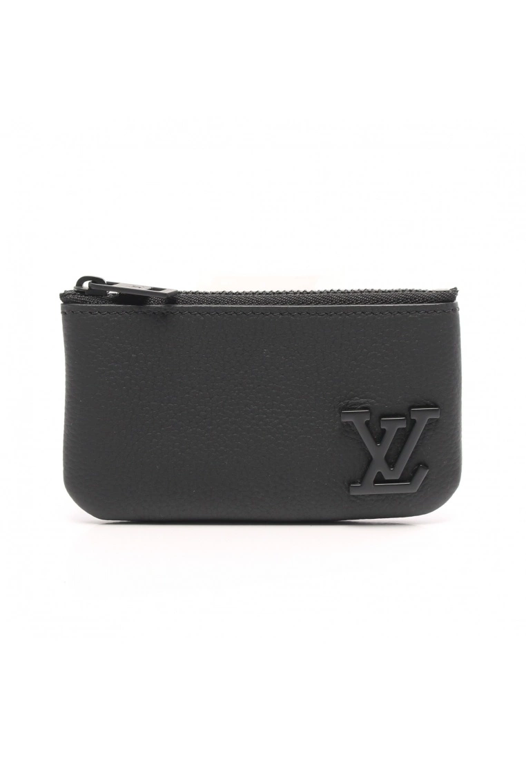 Pre-loved LOUIS VUITTON Pochette Cley AEROGRAM Black Genuine Leather Coin Pouch Black Chain hook buckle 3 Pre-loved LOUIS VUITTON Pochette Cley AEROGRAM Black Genuine Leather Coin Pouch Black Chain hook buckle