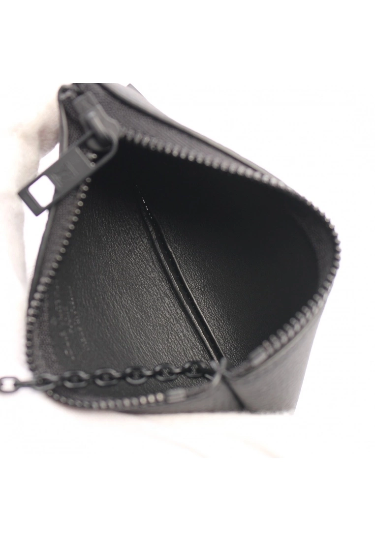 Pre-loved LOUIS VUITTON Pochette Cley AEROGRAM Black Genuine Leather Coin Pouch Black Chain hook buckle 5 Pre-loved LOUIS VUITTON Pochette Cley AEROGRAM Black Genuine Leather Coin Pouch Black Chain hook buckle - Image 3