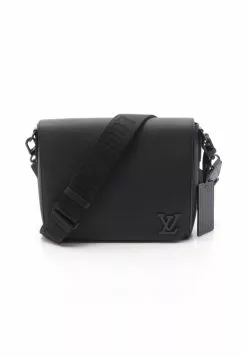 Pre-loved LOUIS VUITTON TAKE Off Genuine Leather Shoulder Bag Black